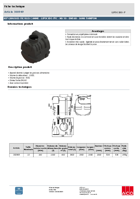 300949_SEP_GRAISSE___FÉCULES_-_ACO_LIPOCIDO-PFC__TN10-1000-AVEC_CANNE_D_ASPI_-_DN160_-_SANS_TAMPON.pdf