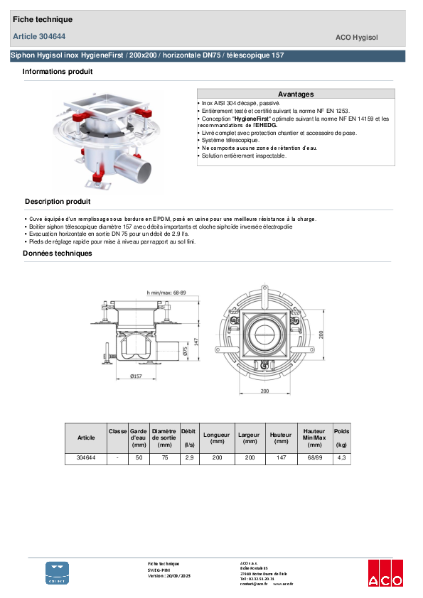 304644_SIPHON_HYGISOL_INOX_HYGIENEFIRST_-_200X200_HORIZONTALE_DN75_-_TELESCOPIQUE_157_-_PLATINE.pdf