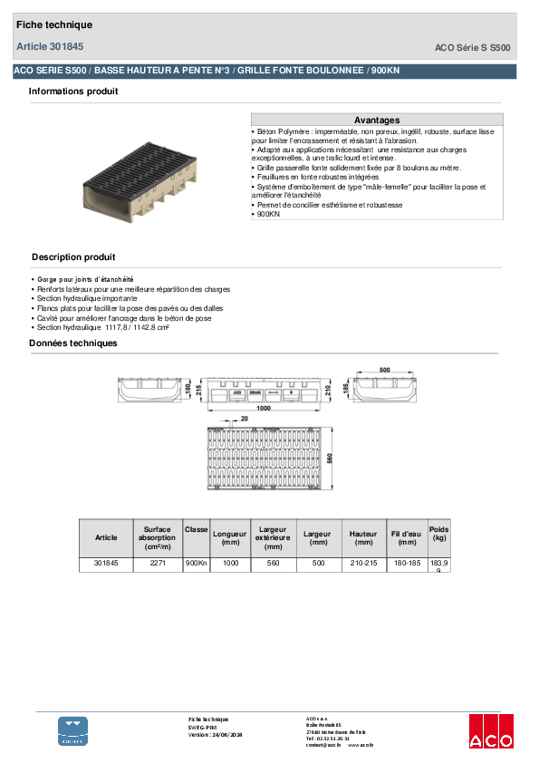 301845_ACO_SERIE_S500_-_BASSE_HAUTEUR_A_PENTE_N3_AVEC_GRILLES_F900.pdf