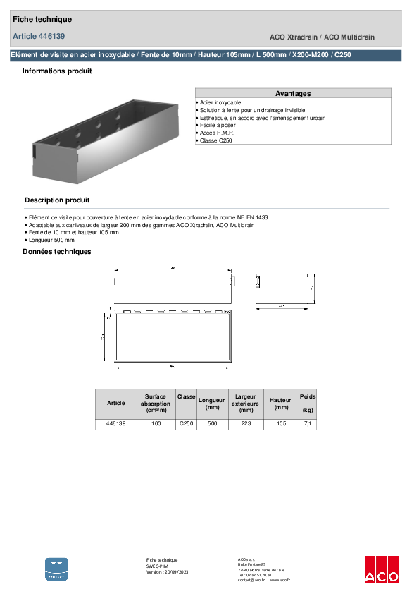 446139_ELEMENT_DE_VISITE_-_200_-_SIMPLE_FENTE_DE_10MM__LONGUEUR_500MM_-_HAUT_105MM_-_ACIER_INOX_-_C250.pdf