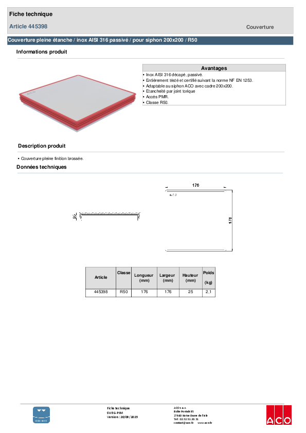 445398_GRILLE_ETANCHE_165X165_E25_BP25_-_R50_INOX_316_PASSIVE_-_SS_ANTIDERAPANT.pdf