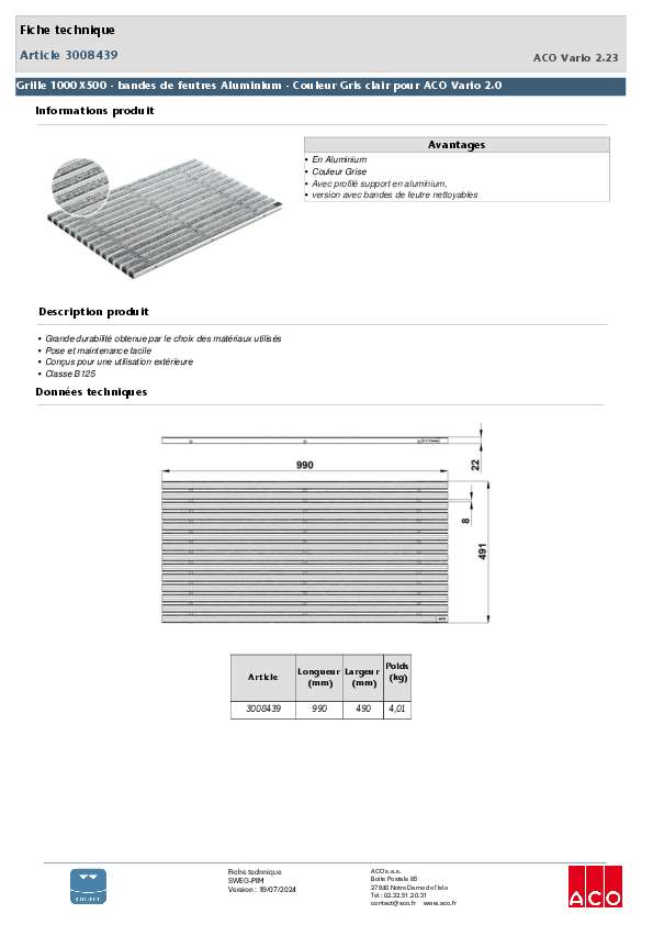 3008439_Grille_1000X500_-_bandes_de_feutres_Aluminium_-_Couleur_Gris_clair_pour_ACO_Vario_2.0.pdf