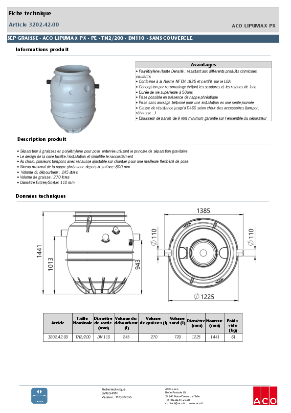 3202.42.00_SEP_GRAISSE_-_ACO_LIPUMAX_P-X_-_PE_-_TN2200_DN100_-_SANS_COUVERCLE.pdf